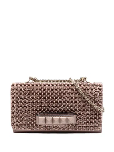 Pre-owned Valentino Garavani 2000-2017 Nappa All Over Stud Va Va Voom Crossbody Bag In Brown