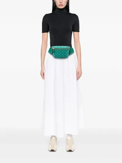 Pre-owned Valentino Garavani 2000-2017 Nappa Rockstud Spike Belt Bag In Green