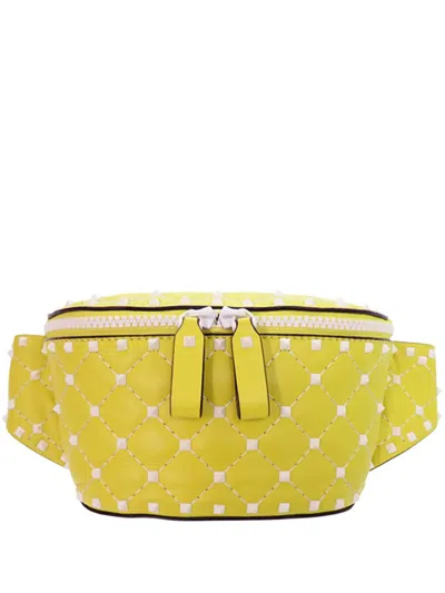Pre-owned Valentino Garavani 2000-2017 Nappa Rockstud Spike Belt Bag In Yellow