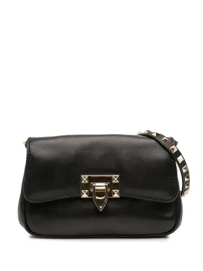 Pre-owned Valentino Garavani 2000-2017 Small Leather Rockstud Crossbody Bag In Black