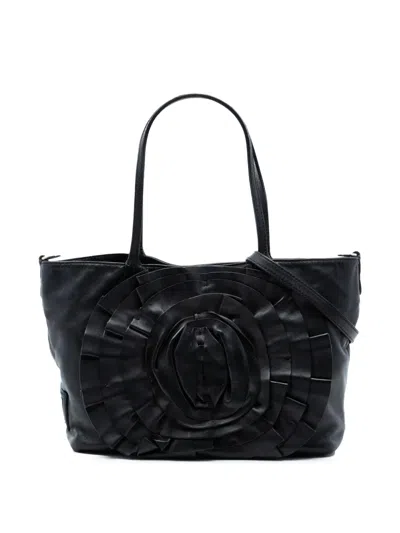 Pre-owned Valentino Garavani 2000-2017 Small Nappa Petale Tote Satchel In Black
