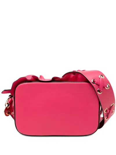 Pre-owned Valentino Garavani 2000-2026 Leather Ruffle Trim Crossbody Bag In Pink