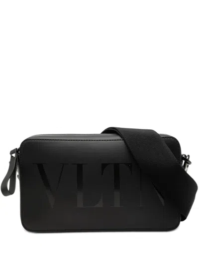 Pre-owned Valentino Garavani 2000-2026 Leather Vltn Crossbody Bag In Black