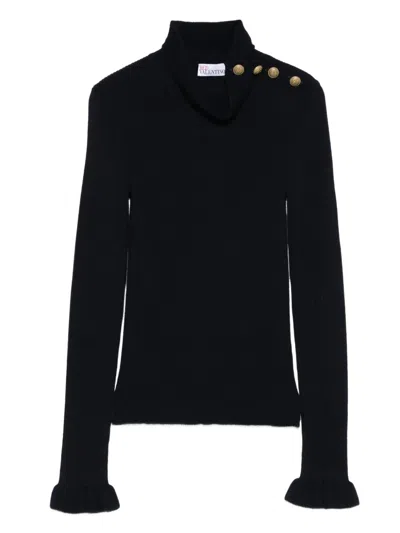 Pre-owned Valentino 2000s Button Ruffled Top In Blue