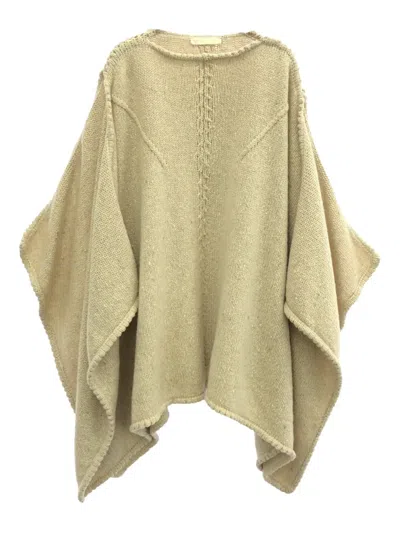 Pre-owned Valentino 2000s Cable-knit Poncho Top In Neutral