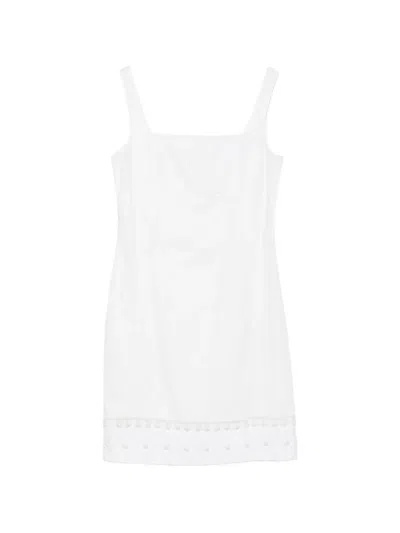 Pre-owned Valentino 2000s Embroidered-hem Mini Dress In White