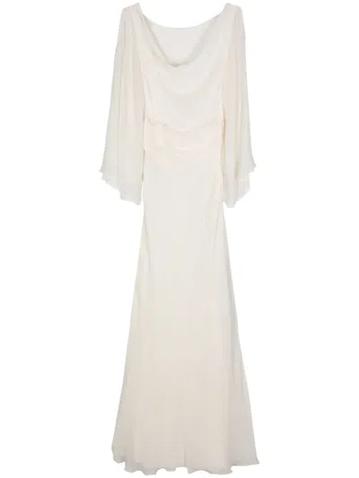 Pre-owned Valentino 2000s Organza Maxi Dress In White