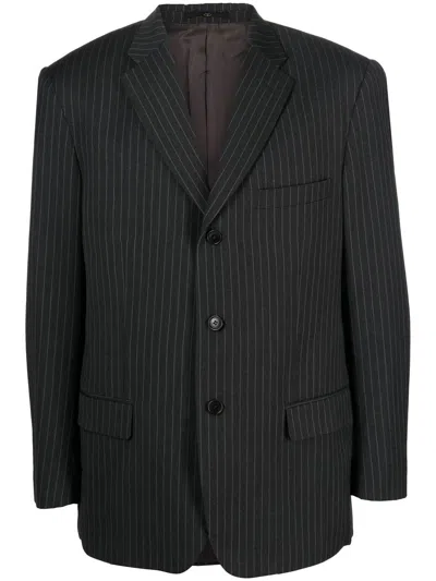 Pre-owned Valentino 2000s Pinstriped Notch Lapels Blazer In Grey