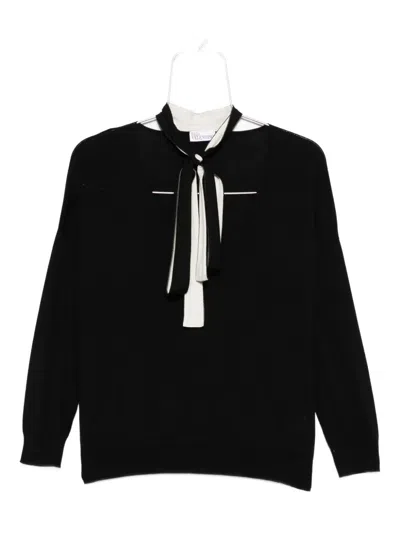 Pre-owned Valentino 2000s Pussy-bow Jumper In Black