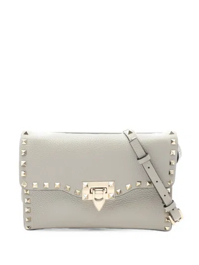 Pre-owned Valentino Garavani 2000s Rockstud Shoulder Bag In Grey