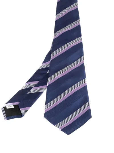 Pre-owned Valentino Garavani 2000s Striped Silk Tie In Blue