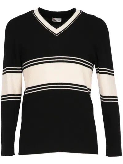 Pre-owned Valentino 2000s Striped Sweater In 黑色