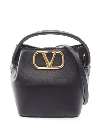 Pre-owned Valentino Garavani 2000s Vlogo Leather Handbag In Black