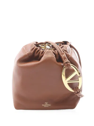 Pre-owned Valentino Garavani 2000s Vlogo Mini Bucket Bag In Brown