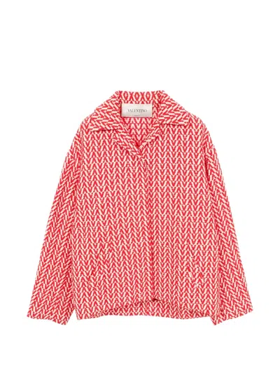 Pre-owned Valentino 2000s V-pattern Jacket In Red