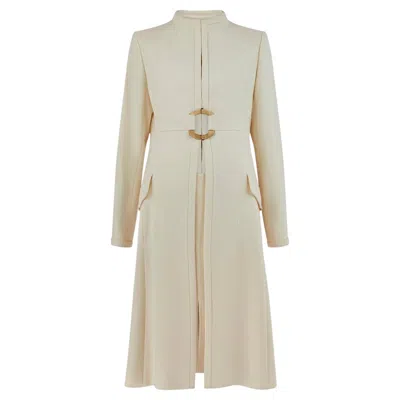Pre-owned Valentino 2003  Runway Documented Cream Coat And Skirt Suit In White
