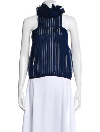 Pre-owned Valentino 2008 Silk Blouse In Blue