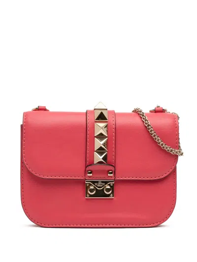 Pre-owned Valentino Garavani 2010-2025 Small Rockstud Glam Lock Crossbody Bag In Pink