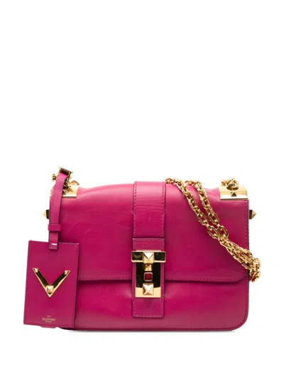 Pre-owned Valentino Garavani 2010-2026 Leather B Rockstud Shoulder Bag In Pink