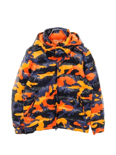Pre-owned Valentino 2010 Camouflage-print Padded Jacket In Orange