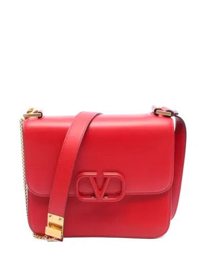 Pre-owned Valentino Garavani 2010 Chain V-sling Shoulder Bag In Red