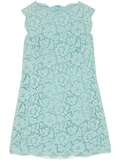 Pre-owned Valentino 2010 Floral-lace Minidress In Blue