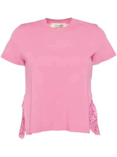 Pre-owned Valentino 2010 Floral-lace T-shirt In Pink