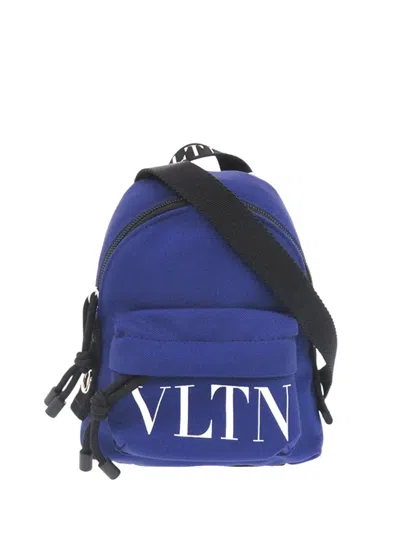 Pre-owned Valentino Garavani 2010 Mini Canvas Vltn Convertible Backpack In Blue