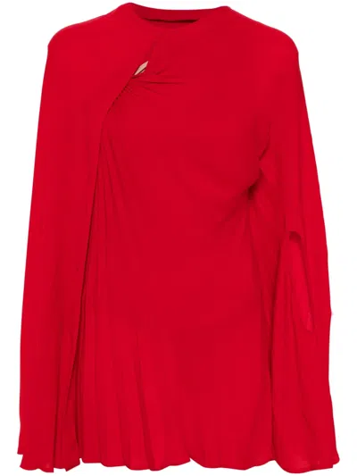 Pre-owned Valentino 2010 Plissé Cape Minidress In Red
