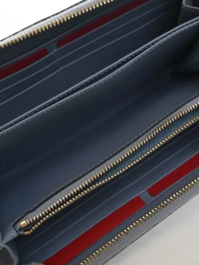 Pre-owned Valentino Garavani 2010-2026 Leather Rockstud Zip Around Wallet Long Wallets In Blue