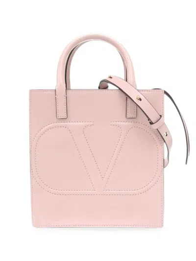 Pre-owned Valentino Garavani 2010-2026 Small Leather Vlogo Walk Tote Satchel In Pink