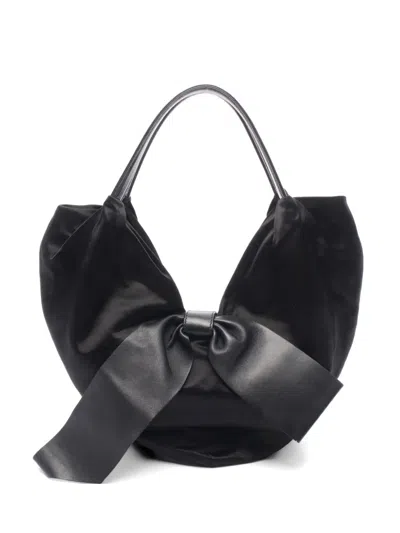 Pre-owned Valentino Garavani 2010s Bow-detail Shoulder Bag In Black