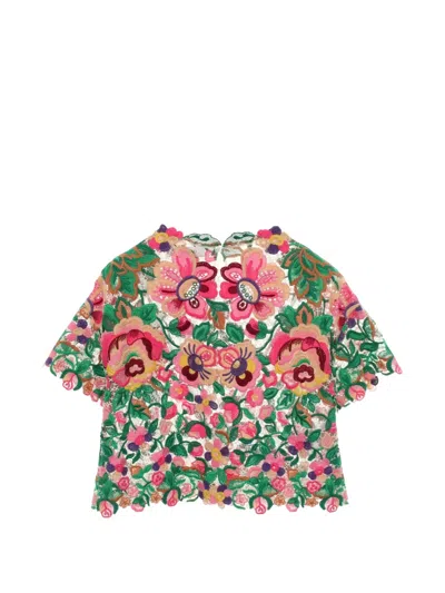 Pre-owned Valentino 2010s Floral-pattern Blouse In White