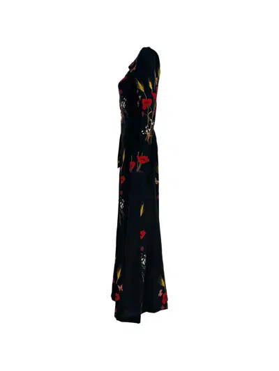 Pre-owned Valentino 2010s Floral-print Jumpsuit In Black