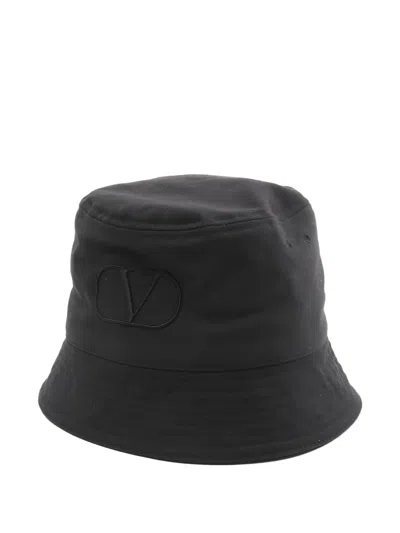 Pre-owned Valentino Garavani 2010s Logo Embroidery Bucket Hat In Black