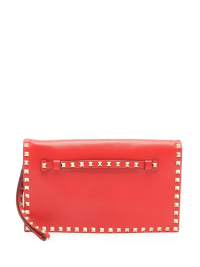 Pre-owned Valentino Garavani 2010s Rockstud Clutch Bag In Red