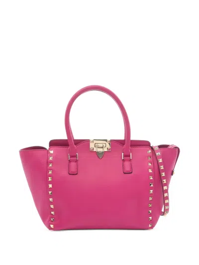 Pre-owned Valentino Garavani 2010s Rockstud Leather Tote Bag In Pink