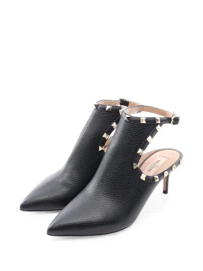 Pre-owned Valentino Garavani 2010s Rockstud Pointed-toe Ankle Boots In Black