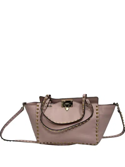 Pre-owned Valentino Garavani 2010s Rockstud Trapeze Tote Bag In Pink
