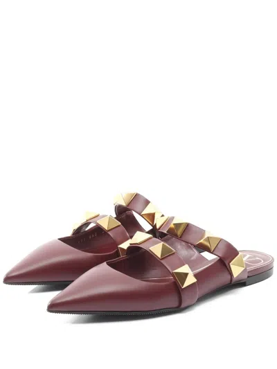 Pre-owned Valentino Garavani 2010s Rockstud-detailed Mules In Red