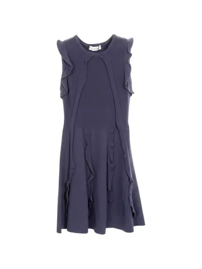 Pre-owned Valentino 2010s Ruffle-trim Mini Dress In Blue