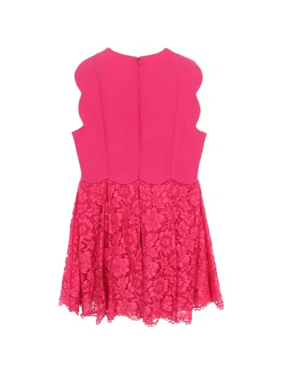 Pre-owned Valentino 2010s Scalloped Lace Mini Dress In Pink