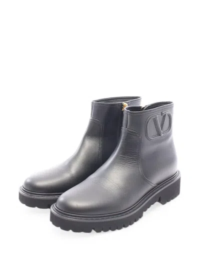 Pre-owned Valentino Garavani 2010s Vlogo Ankle Boots In Black