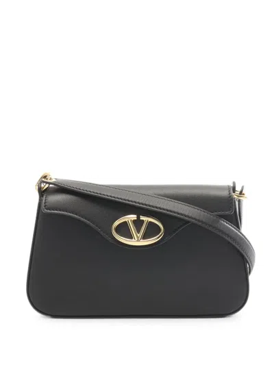 Pre-owned Valentino Garavani 2010s Vlogo Leather Shoulder Bag In Black