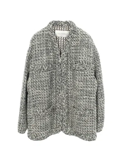 Pre-owned Valentino 2010s Zip-up Tweed Jacket In Black