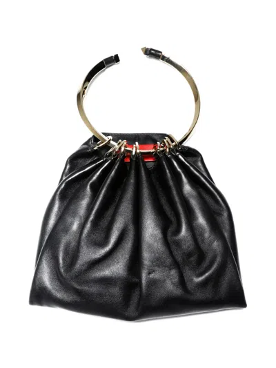 Pre-owned Valentino Garavani 2010s-2020s Ring-detail Leather Tote Bag In Black