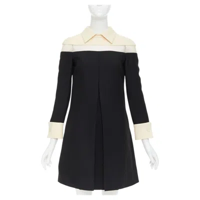 Pre-owned Valentino 2014 Beige Sheer Tulle Paneled Wool Silk Inverted Pleat Dress It40 S In Brown
