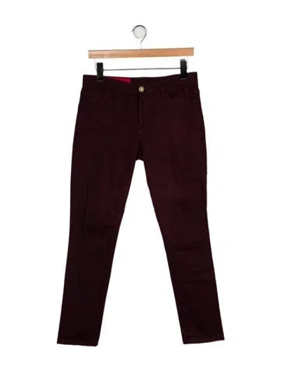 Pre-owned Valentino 2014 Straight Leg Jeans In Burgundy