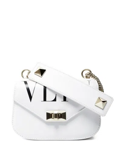 Pre-owned Valentino Garavani 2015-2025 Small Vltn Chain-strap Shoulder Bag In White