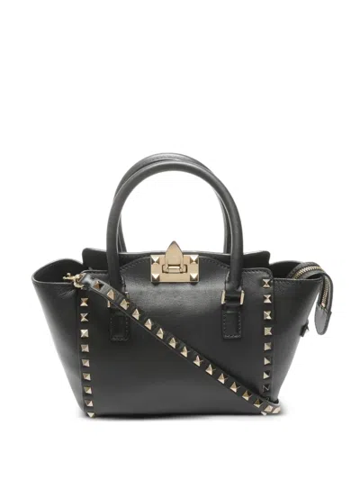 Pre-owned Valentino Garavani 2015-2025 Studded Tote Bag In Black